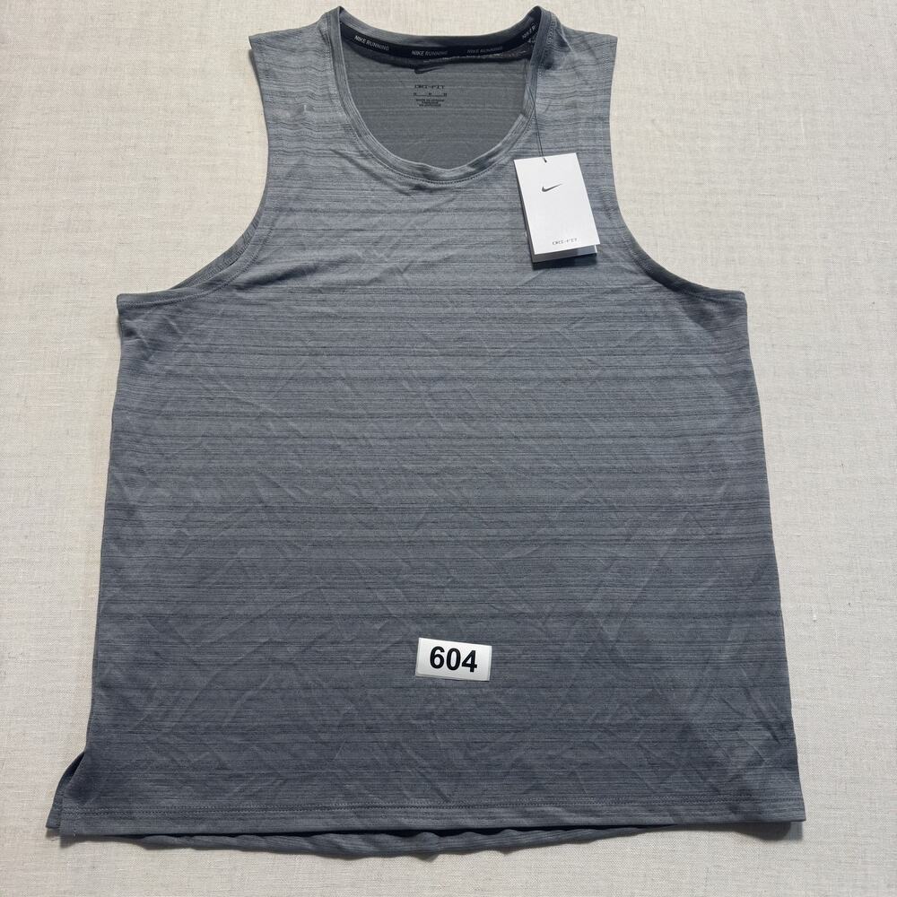 Nike‎ Dri-FIT Miler Men's Gray Running Tank Sz M Brand New